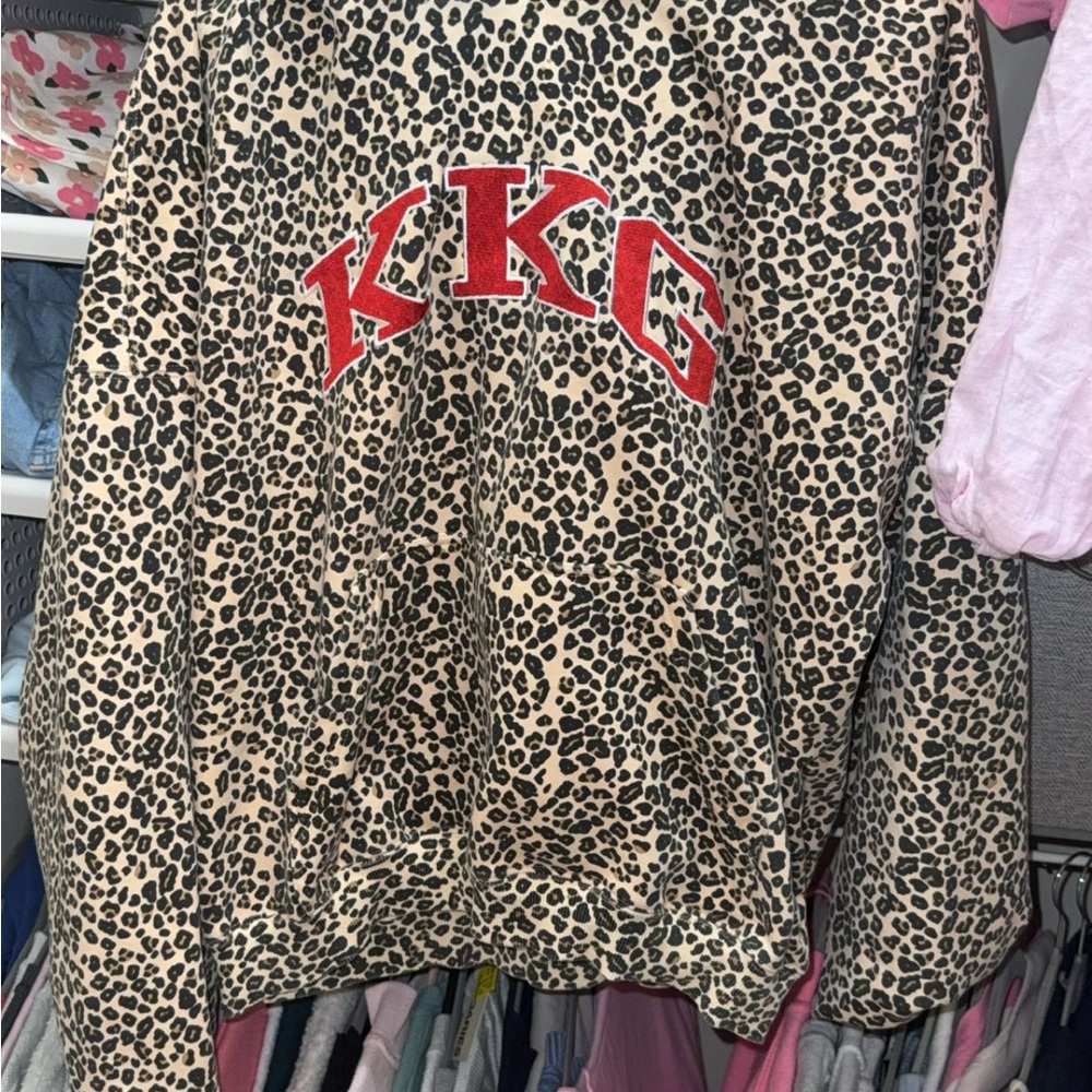 Leopard Print Pullover with Red KKG Lettering